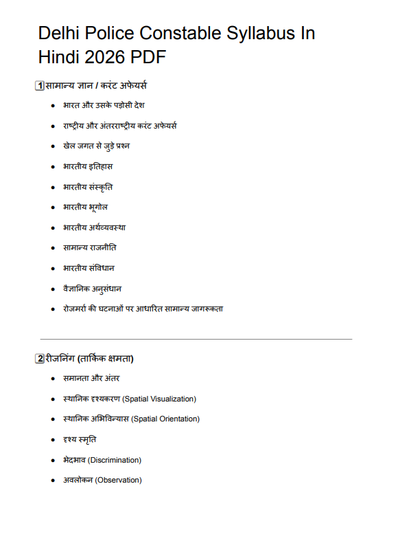 Delhi police sylllabus